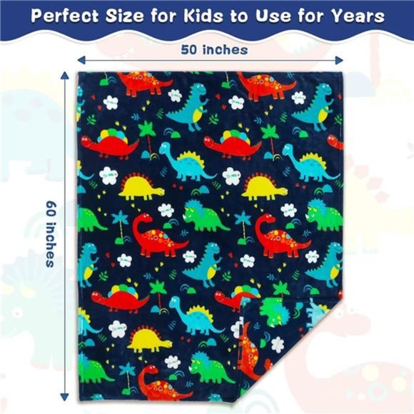 Dinosaur Blanket for Boys, 380GSM Kids Dinosaur Throw Blanket for Boys and Girls - Picture 5 of 6